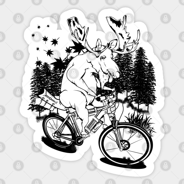 Funny moose cycle touring Sticker by mailboxdisco